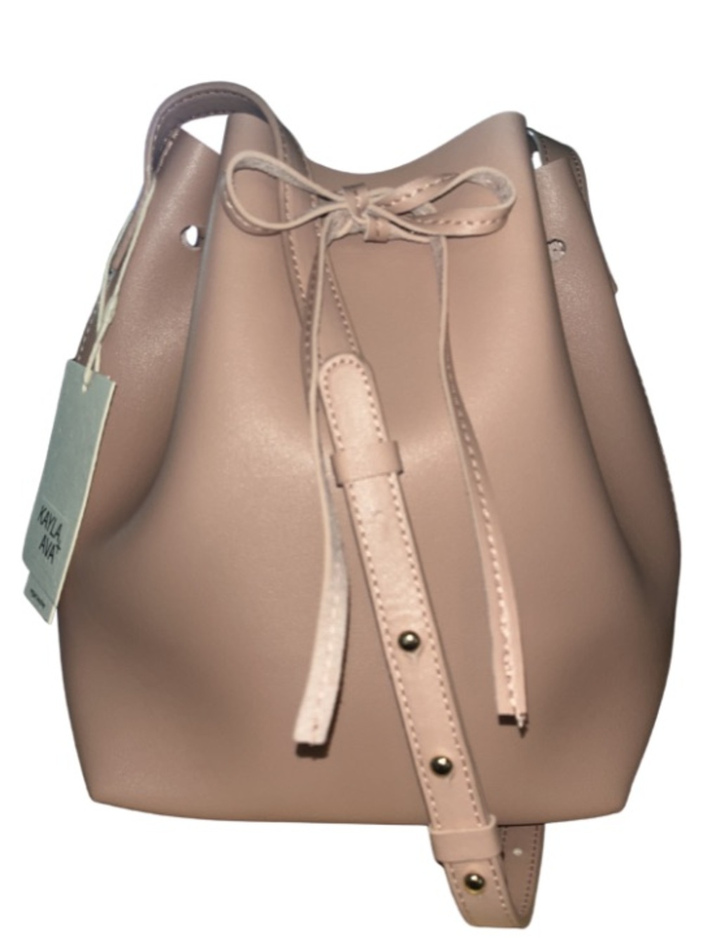 NWT KAYLA + AVA Vegan Leather Bow Tie Bucket Bag Dusty Rose
